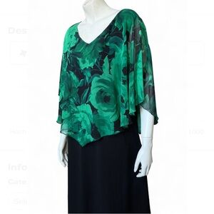 Connected Apparel Green and Black Midi Dress size 16W